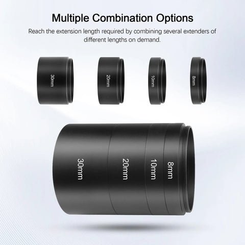Extension Tube Kit With M48x0.75 Threads On Both Sides For Astrophotography, Includes 8mm 10mm 20mm 30mm Spacers, Pro Grade Metal