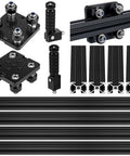 7 Pack 400mm Aluminum Extrusions With V Slot Gantry Rails, Rod Plates, Wheel Modules, And Universal 90 Degree Foldable Motorcycle And Bicycle Folding Foot Pegs For DIY 3D Printer And CNC Machine Projects, black anodized set