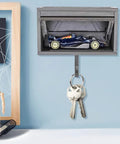 Two Pack Car Garage Key Holder With Opening Door, Adhesive Wall Mount Key Rack Organizer For Entryway, Mini Car Garage Design