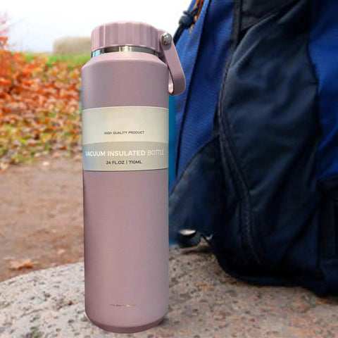 Insulated Leakproof Stainless Steel Water Bottle 24 Oz Vacuum Hydration Flask for sports with quick seal cap and backpack