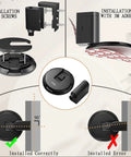 No Magnetic Door Stopper With Mechanical Lock, Adjustable Indoor Door Holder, installation options and usage guide in matte black