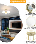 Gold 3 Light Semi Flush Mount Ceiling Light Fixture With Off White Hand Blown Glass Shade for Living Room Display