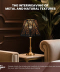 Medium Modern Style Lamp Shades With Multiple Sides Tree Pattern Metal Spider Lampshade For Table Lamps And Floor Lights 7 Top Diameter 13 Point 8 Bottom Diameter 9 Point 5 Height Black Gold on table