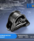 Premium Heavy Duty Five Piece Engine Motor And Transmission Mount Kit Straight Swap For Honda Civic 1996 Through 2000 1.6L L4 And Acura El Drop Dead Solid rear motor mount with polished black finish.