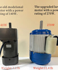 Comparison of Heavy Duty Commercial Electric Can Sealer motors: 140W old model vs 270W upgraded motor for better efficiency.