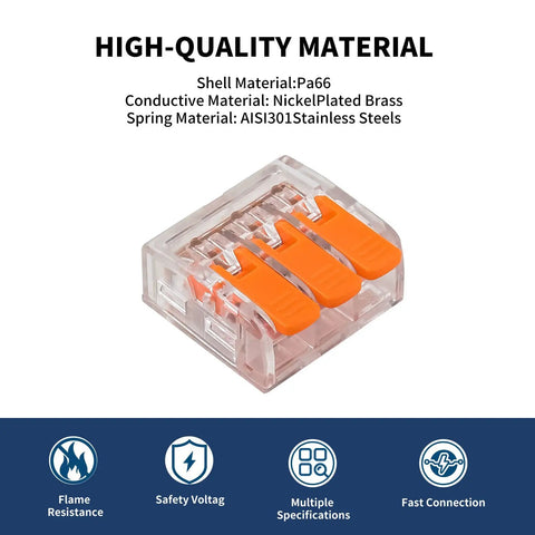 50 Pack Compact Inline Wire Connectors Kit featuring 2 port design in flame retardant PC material for automotive and home projects