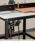 Kickass 3.25HP Router Motor With Variable Speed Remote Control And Soft Start For Router Lifts Shapers And Cnc Shop features large LED read-out on table.