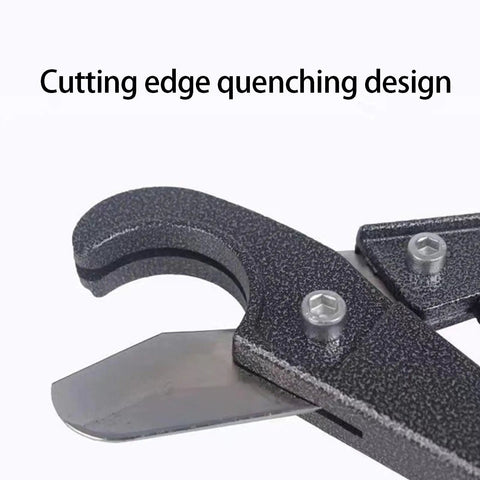 Close-up of 32mm Pipe Cutter With Ratchet Mechanism For PVC Tubing and Plastic Hose Easy One Handed Cut With Durable Steel Blade