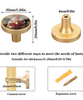 Diagram showing 4 Pack Rooster Themed Cabinet Knobs With Gold Print Pulls For Dresser Drawers And Cupboards, dimensions and screws