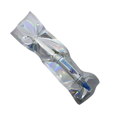 Low Viscosity Halogen Free Liquid Flux For BGA Rework And Reballing syringe in packaging