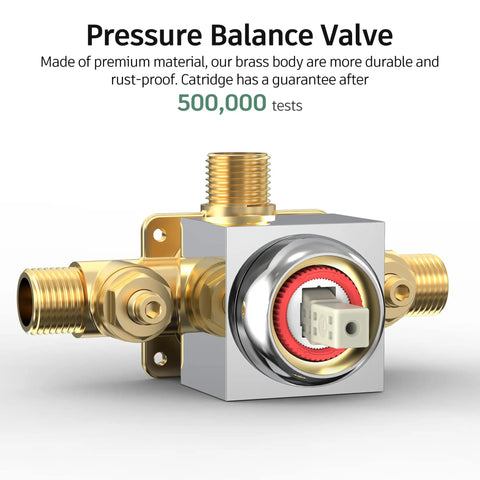 Pressure balance valve from Shower Faucet Set With Valve And 8 Inch Square Shower Head Single Handle Trim Kit With Extra Long 16 Inch Shower Arm Polished Chrome Easy Installation