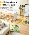 Huitine Portable Steam Cleaner With 1.9 Qt Tank delivers high temp steam in a modern kitchen with an 11.54 ft reach.