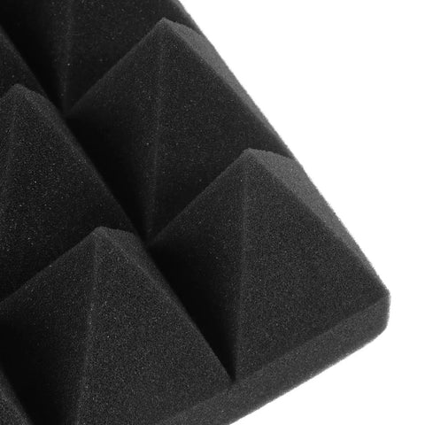 Top Shelf 2X12X12 Inch Pyramid Acoustic Foam Panels 12 Pack High Density Sound Proofing Tiles close-up view of texture