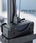 Slick And Durable Mini PC Mount Bracket Providing A Rock Solid VESA Under Desk And Monitor Arm Computer Holder For Thin Client CPU Docking Station No Sweat Setup Black with open design for cable management.