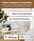 1080P HD WiFi Wired Indoor Outdoor Security Camera With Color Night Vision And 2 Way Audio Motion And Sound Alerts Local MicroSD Recording Alexa And Google Compatible Pet And Baby Monitor IP65 Weatherproof White shown in smart assistant setup