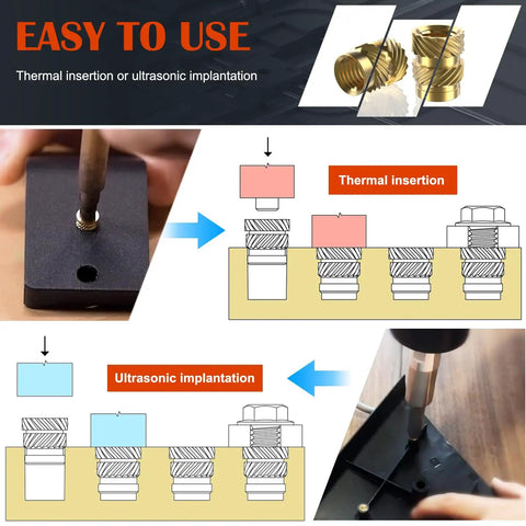 M6 Heat Set Inserts For Plastic, Brass Knurled Nuts, 50 Pack, Easy Heat Set Installation For Quick 3D Printing Parts shown in use
