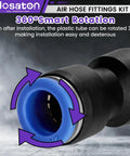 90 Pc Best Quick Connect Air Hose Fitting Kit With Straight Push Pneumatic Connectors For Garage Auto Diy Pro One Eighth To Half Inch With 145 Psi Pressure Rating Fit Like A Glove Keeps Gear Always Ready For Every Awesome Job Right Now In Your Shop, 360° rotating black nylon 1/2 air hose fitting