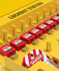 Lockout Tagout Station With Cover For Wall Mount Includes 10 Keyed Padlocks 2 Lockout Hasps 24 Safety Tags, yellow PC plastic