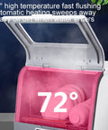 Smooth Operating Countertop Dishwasher Featuring Ultrasonic Deep Scrub Technology And Zero Install Hassle Straight Forward Auto Wash Dry Cycle Rock Solid Build For Apartments Rvs And Campers with visible steam and heated water at 72°.