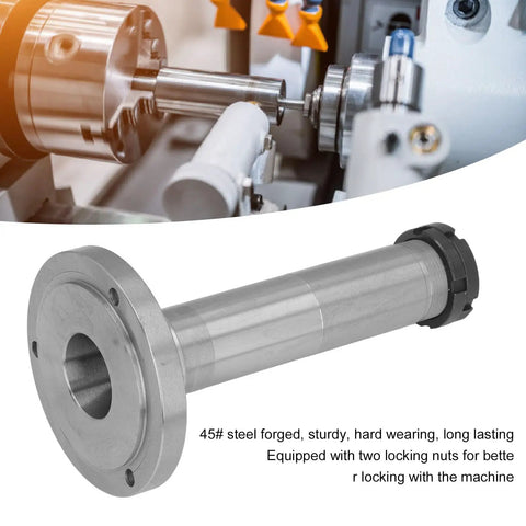 Rugged 38mm Hole Lathe Spindle Replacement for Mini Lathes shown with close-up of hollow headstock spindle assembly