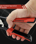 Close-up of Aviation Tin Snips 10 Inch Heavy Duty Straight Cut Metal Cutter With Double Lever CRMO Steel Blades in hand