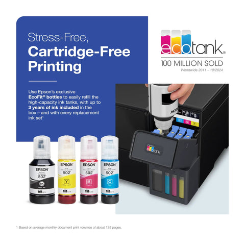 ET-2980 EcoTank Wireless All-In-One Color Supertank Printer With No-Fuss Refillable Ink Up To 3 Years Of Ink Auto Duplex Printing