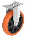 Heavy Hitter 6 Inch Caster Wheels Set Of Four With Ball Bearings And 360 Degree Swivel Action, orange wheel with black core.
