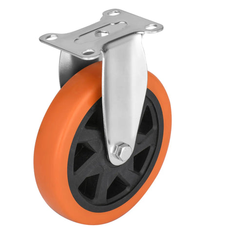 Heavy Hitter 6 Inch Caster Wheels Set Of Four With Ball Bearings And 360 Degree Swivel Action, orange wheel with black core.