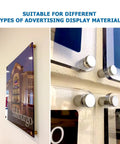 Straight Up Premium 12 Pack Aluminum Standoff Screws Wall Mount Hardware For Acrylic Signs And Glass Displays Featuring Slick Satin Chrome Finish Built Tough For Indoor Outdoor Advertising Boards with mounted displays.