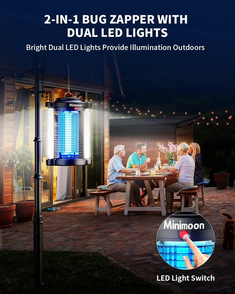 Outdoor Bug Zapper With Dual LED Lights For Mosquitoes And Flies, 4200V Electric Fly Trap, 15W Power installed in patio