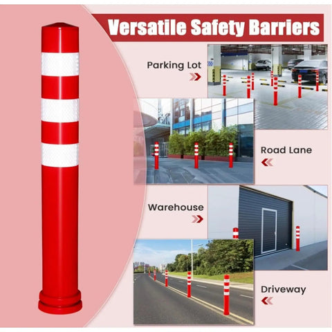 Bang For Your Buck Heavy Duty Pu Traffic Delineator Posts 29.5 Inch Spring Loaded Base Reflective Bands Parking Lot Safety Markers 4 Pack Legit Build Quality