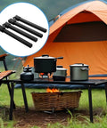 14 Inch Folding Table Legs 4 Pack Heavy Duty Metal Furniture Legs With Locking Hinges Mounting Screws set up under camping table.