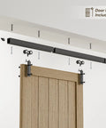Ceiling Mount Box Rail Barn Door Hardware Kit Heavy Duty Steel Sliding Track for Interior and Exterior Doors Black Powder Coated