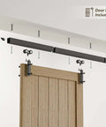 Installed view of 6.6 Foot Ceiling Mount Box Rail Barn Door Hardware Kit Heavy Duty Steel Sliding Track with no door included