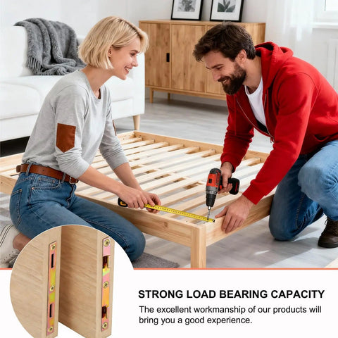 Couple installing Heavy Duty Bed Rail Fasteners Five Inch Mortise Bracket Set Of Four Wood Bed Frames using tools.