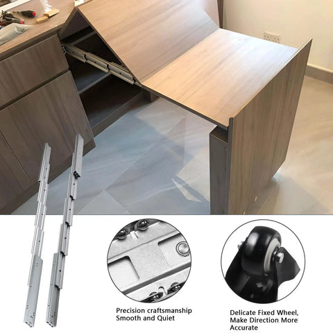 Pro Grade Full Extension Table Slide Featuring Hidden Retractable Guide Rail And Tough Aluminum Telescopic Tracks For Buttery Smooth Kitchen Countertop Upgrades Measuring Exactly 1270mm In Length with precision rails.