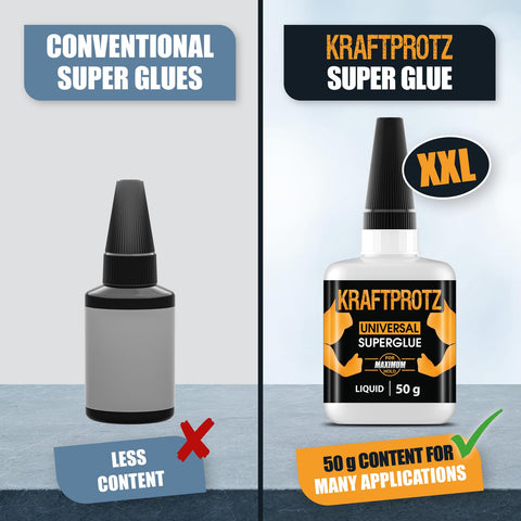 Comparison of traditional glue vs. All Purpose Adhesive Glue 50G XXL Value Size Industrial Strength Bond For Plastic Wood Metal Rubber Ceramic Leather Fast Set Repair That Delivers Heavy Duty Fixes For Everyday DIY Wins.