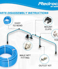 Leak Proof Air Compressor Piping Kit Half Inch HDPE Aluminum System Pro Grade 100 ft Run Easy To Install High Flow Air Lines For Garage Or Shop 200 PSI ASTM F1282 Compliant parts disassembly view