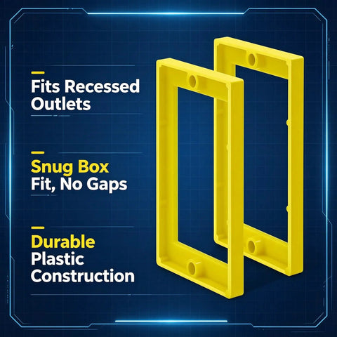 Single Gang Outlet Box Extender One Quarter Inch Snap On Wall Plate Gap Filler, durable plastic construction for snug fit.