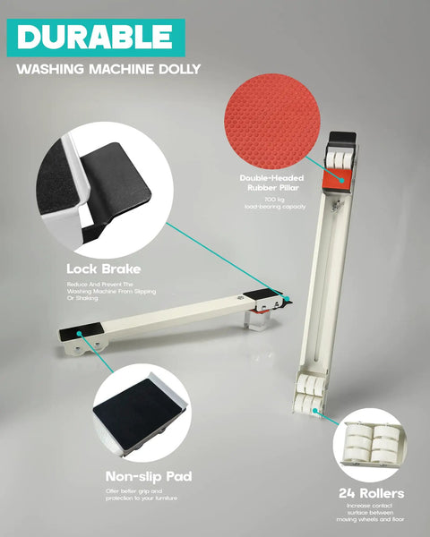 Heavy Duty Appliance Rollers For Moving Washer And Dryer Expandable Furniture Dolly Trolley With Steel Caster Wheels For Refrigerators Max 1540 Lbs Capacity Adjustable Base for loading stability.