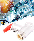Water heater safety relief valve, brass-plated with red lever, 0.9 MPa, G1/2in connection