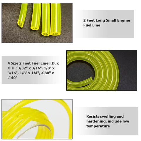 AC04122 Fuel Line Kit With Filter And Primer Bulb Replacement showing four yellow fuel lines for small engine use.