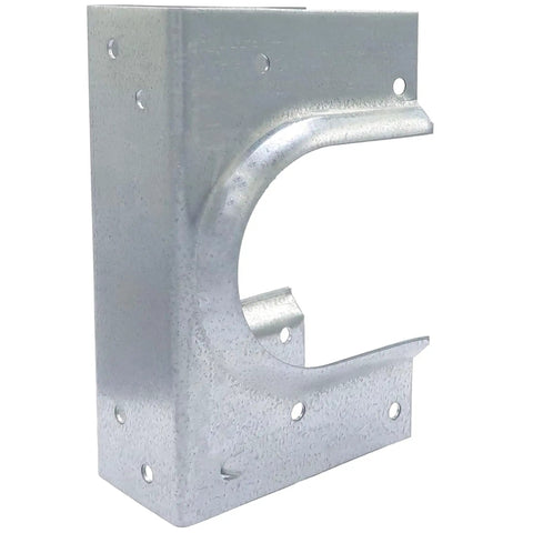 Pack Of 25 Metal Stud Shoes For One Wood Stud With Beefy Reinforced Rib For Durability, visible 16-gauge steel, side angle view.