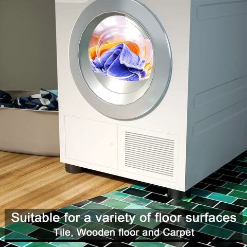 Eight Pack Anti Vibration Pads For Washer And Dryer Heavy Duty Rubber Foot Pads With Rhombus Bottom No Slip Design shown on floor