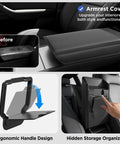 Ten Piece Center Console Organizer For Model Y Juniper 2025 2026 Premium And Performance Under Seat Storage Armrest Cover Hidden Storage Charger Pad Accessories Black with ergonomic and hidden storage.