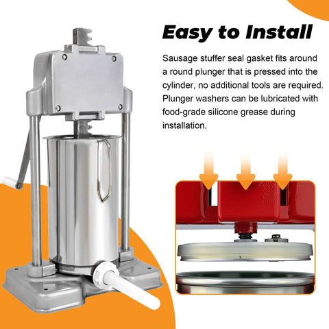 Rubber Gasket Plunger Seal For Sausage Stuffers 20 To 30 Lb Fits Eight Point Five Inch Inside Diameter Tanks in use