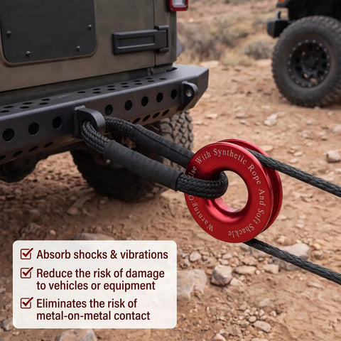 Two Pack Winch Snatch Recovery Ring Set 66,000 Lbs Heavy Duty Towing Ring For Soft Shackles And Synthetic Ropes Beefed Up For Off Road Recovery With ATV UTV SUV Truck Red on off-road bumper