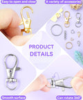Totally Rad 990 Piece DIY Keychain Craft Kit Featuring Mixed Gold And Silver Assorted Metal Clasps Lobster Hooks And Swivel Snaps for keychain accessories.