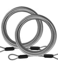 3Mm Stainless Steel Security Cable For Luggage And Bike Locks Go To Double Loop Flexible Wire Rope 4Ft 6Ft 10Ft 15Ft Black 2 Pack Heavy Duty Cable Lock Wire; image shows two coiled stainless steel cables with double loops.