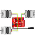 Badass V3.0 CNC Shield Expansion Board With A4988 Stepper Drivers connected to four stepper motors, showcasing wiring layout.